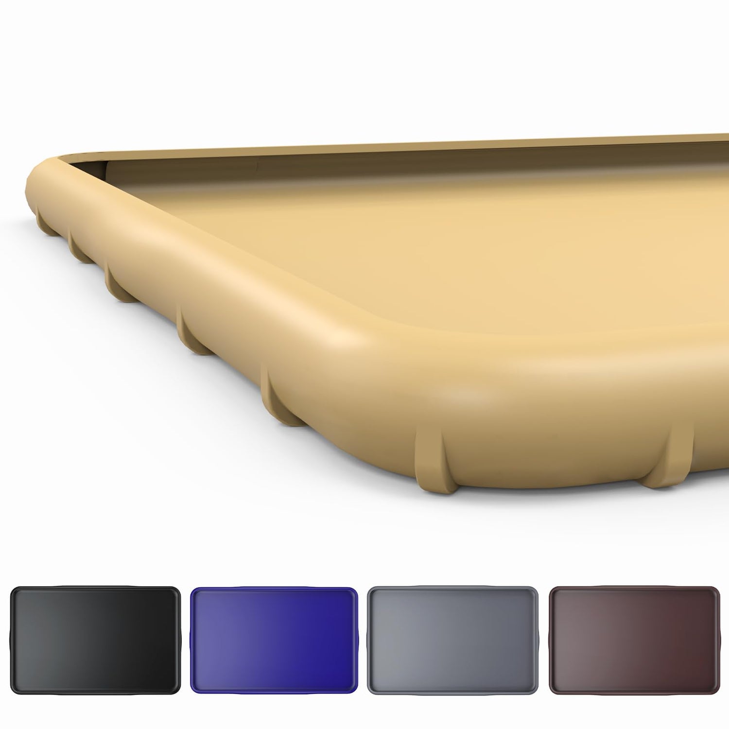 Beige raised-edge feeding mat for pet bowls